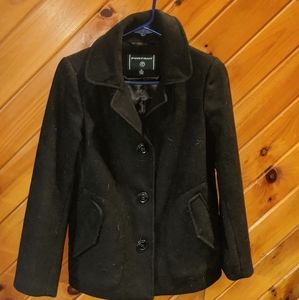 100% wool black pea coat- good used condition